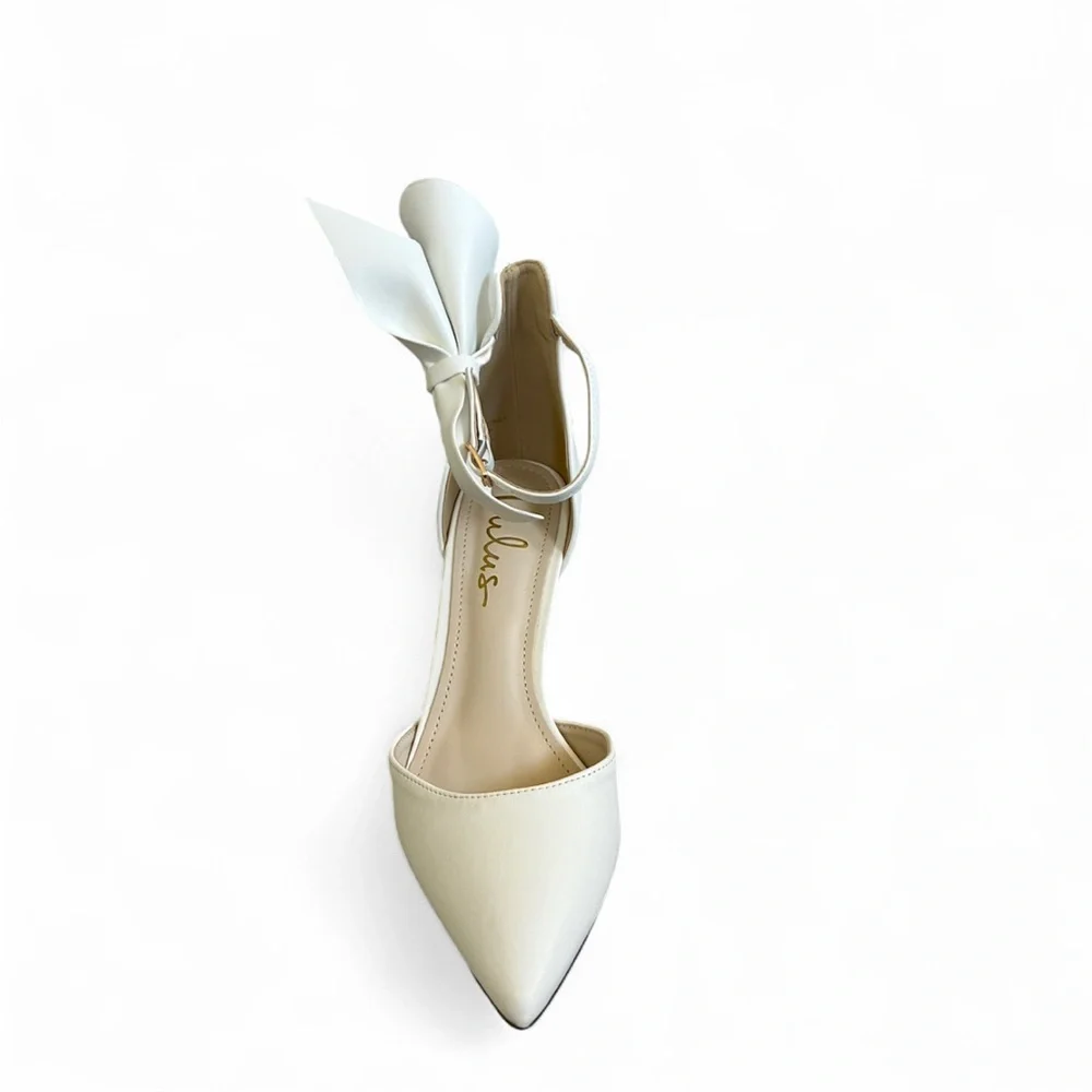 New With Box and Tags Lulus Lizaa White Bow Ankle Strap Pumps Size 7.5 - Picture 9 of 15
